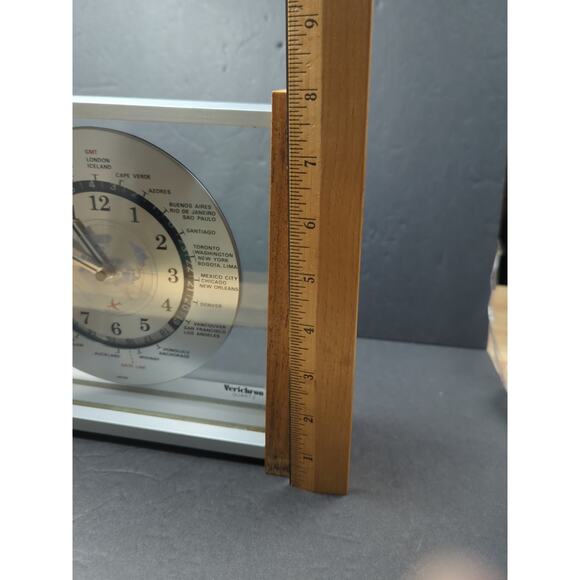 VTG MCM Verichron GMT World Time Quartz Mantel Clock Works Red Airplane 2nd Hand - Picture 9 of 12